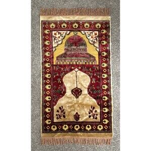Vintage Red and Gold/Tan Colored Prayer Rug